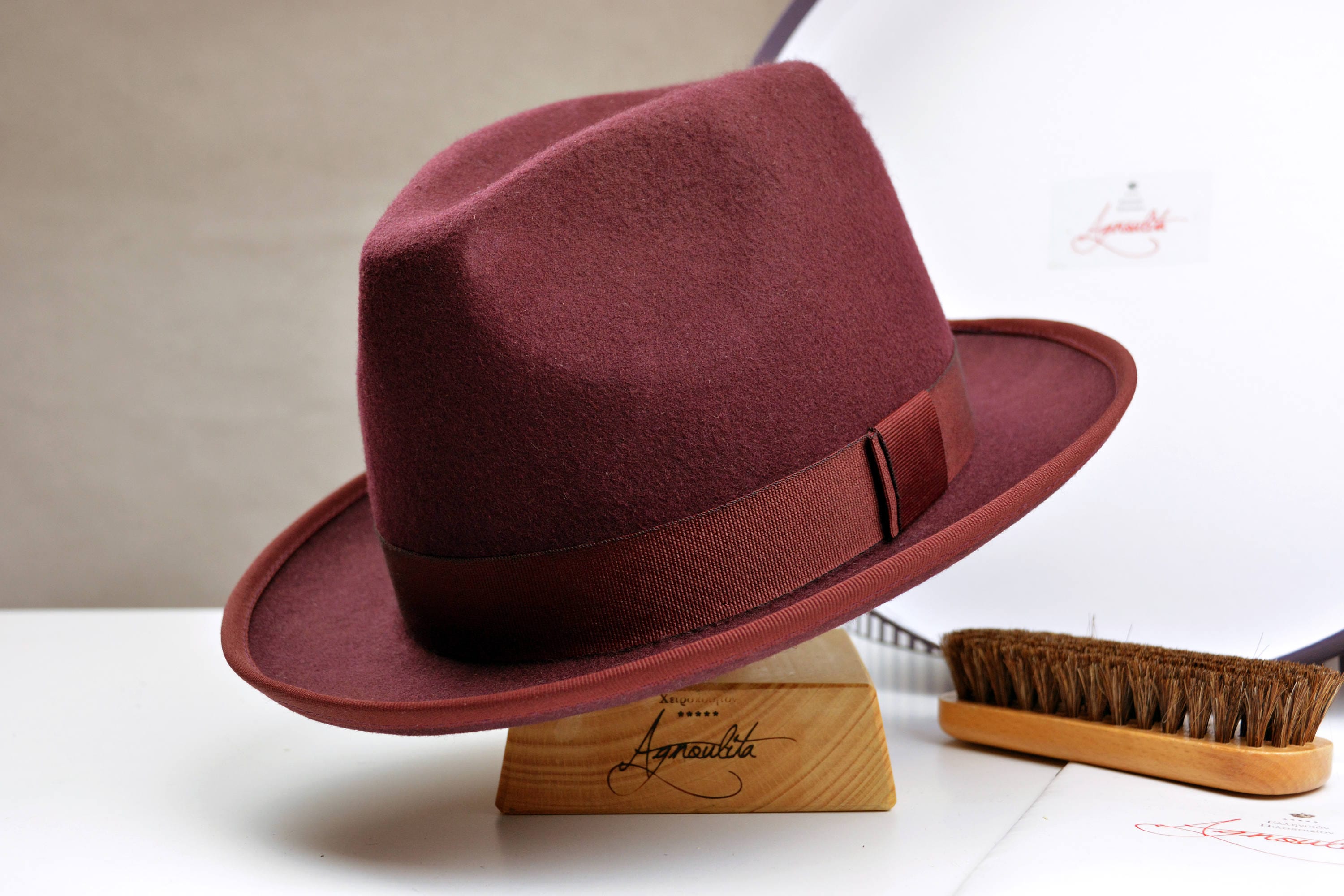 Fedora the AUXERRE Burgundy Wool Felt Fedora Hat for Men Mens Fedora Hats Mens Felt Hat Etsy