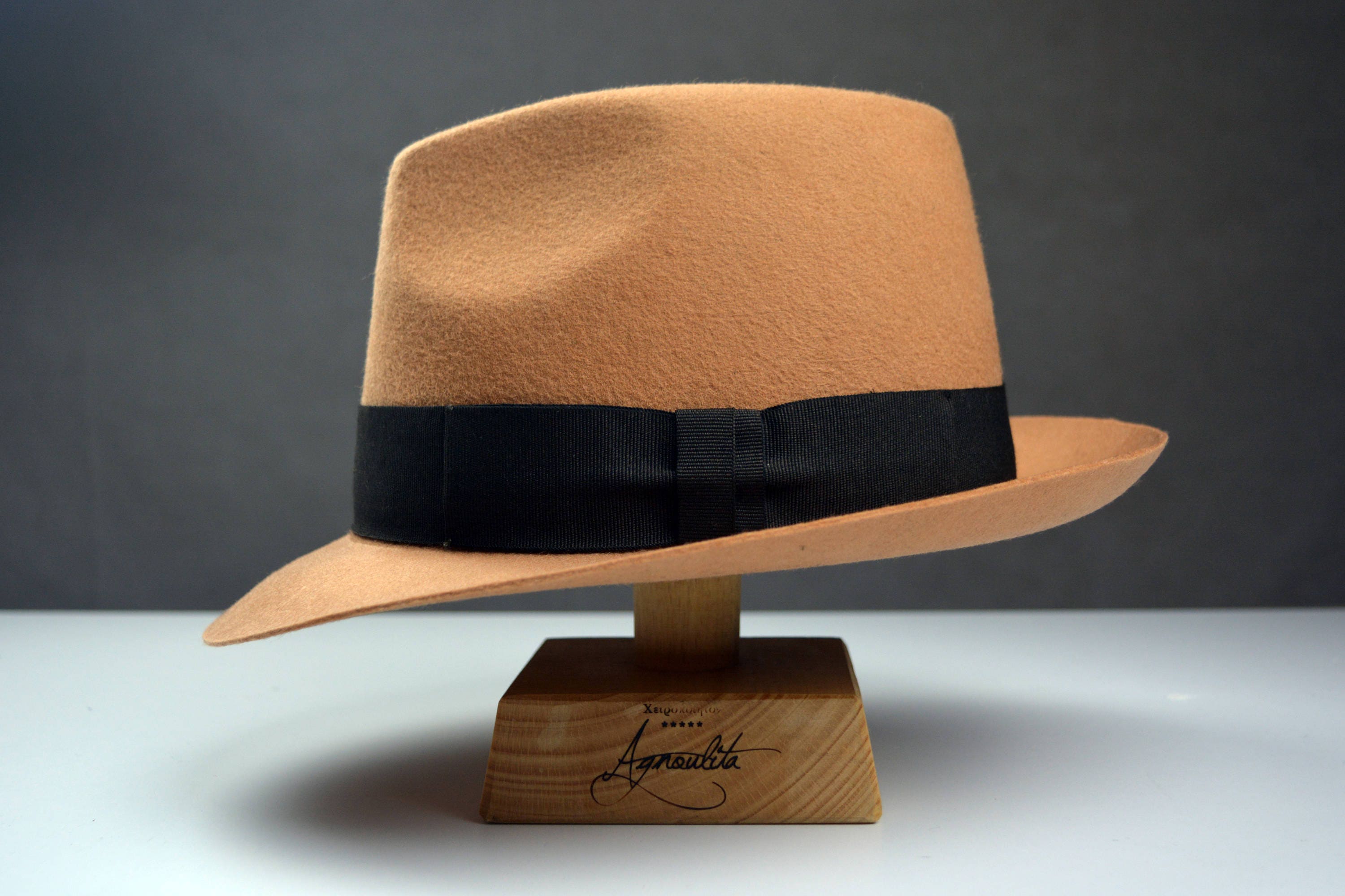 Fedora The URBANER Camel Wool Felt Fedora Hat For Men Etsy