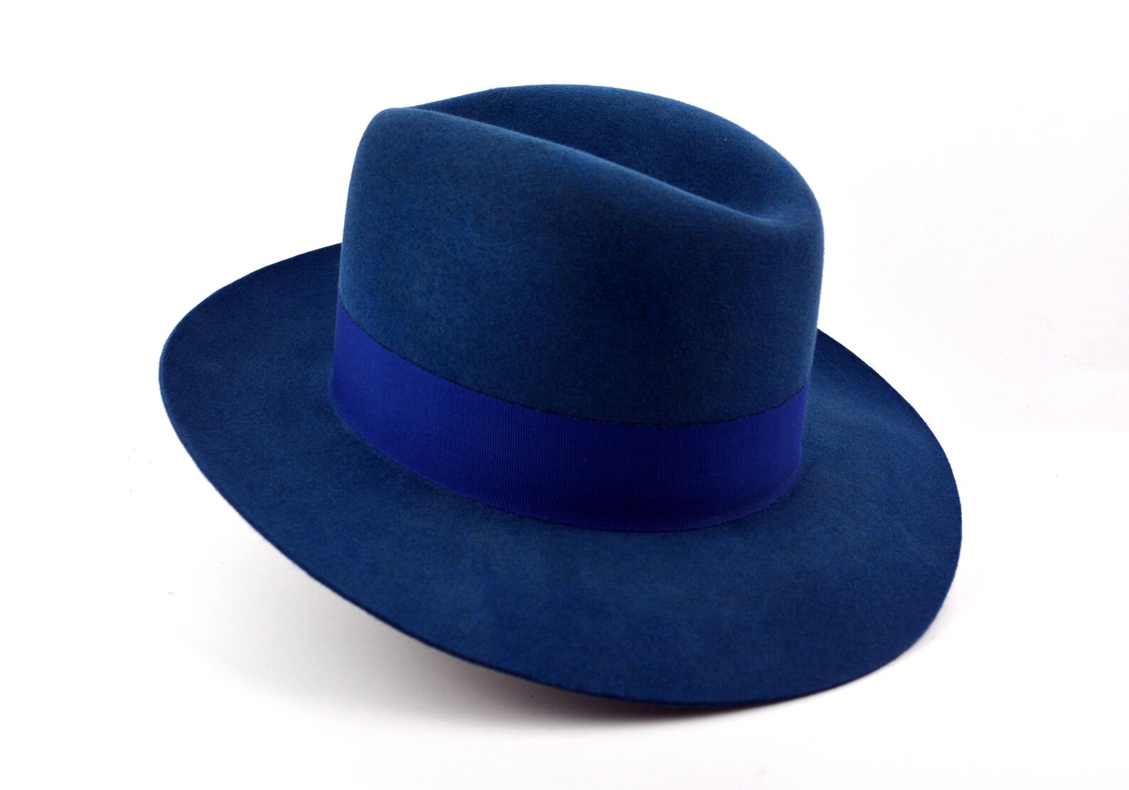 Fedora the WEB Indigo Blue Wide Brim Hat Men Fedora Hat Etsy