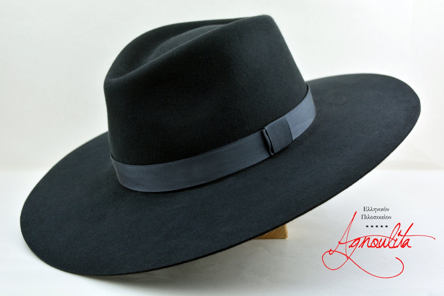 Wide Brim Fedora | The CARAVAN | Slate Grey Wide Brim Hat Men Women | Fur Felt Hat For Women Men | Fedora Hat