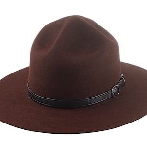 Oxblood Campaign Hat - The LEMON SQUEEZER | Wide Brim Fur Felt | Western Style
