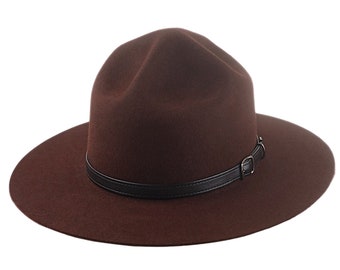 Oxblood Campaign Hat the LEMON SQUEEZER Wide Brim Fur Felt