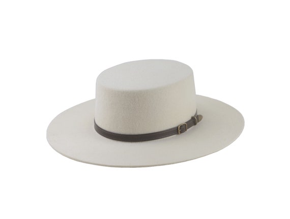 Bolero Hat the ASTRUM Ivory Wool Felt Flat Crown Wide Brim Hat Men Women  Western Hats Fashion Attire Big Head Accessories Gifts 