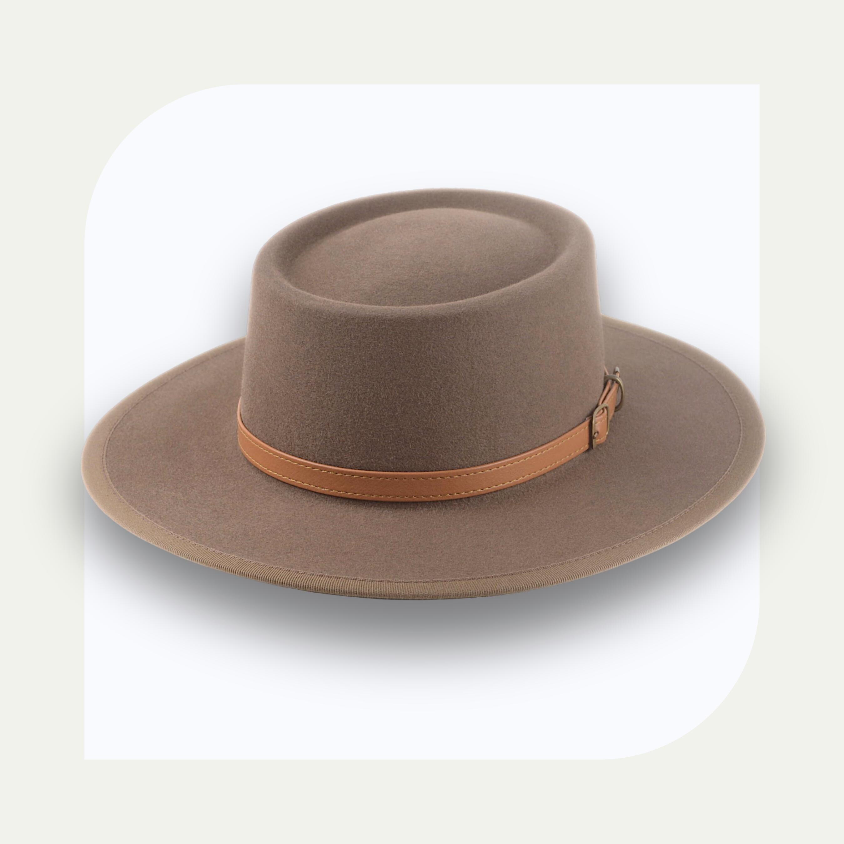 Wide Brim Felt Hat with Concho Band - Taupe Rockmount Crushable Brown Felt Concho Western Cowboy Hat main image 2