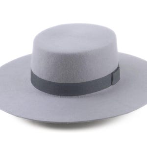 Grey Western Bolero Hat - The WRANGLER | Wool Felt Flat Crown | Unisex Cowboy Style