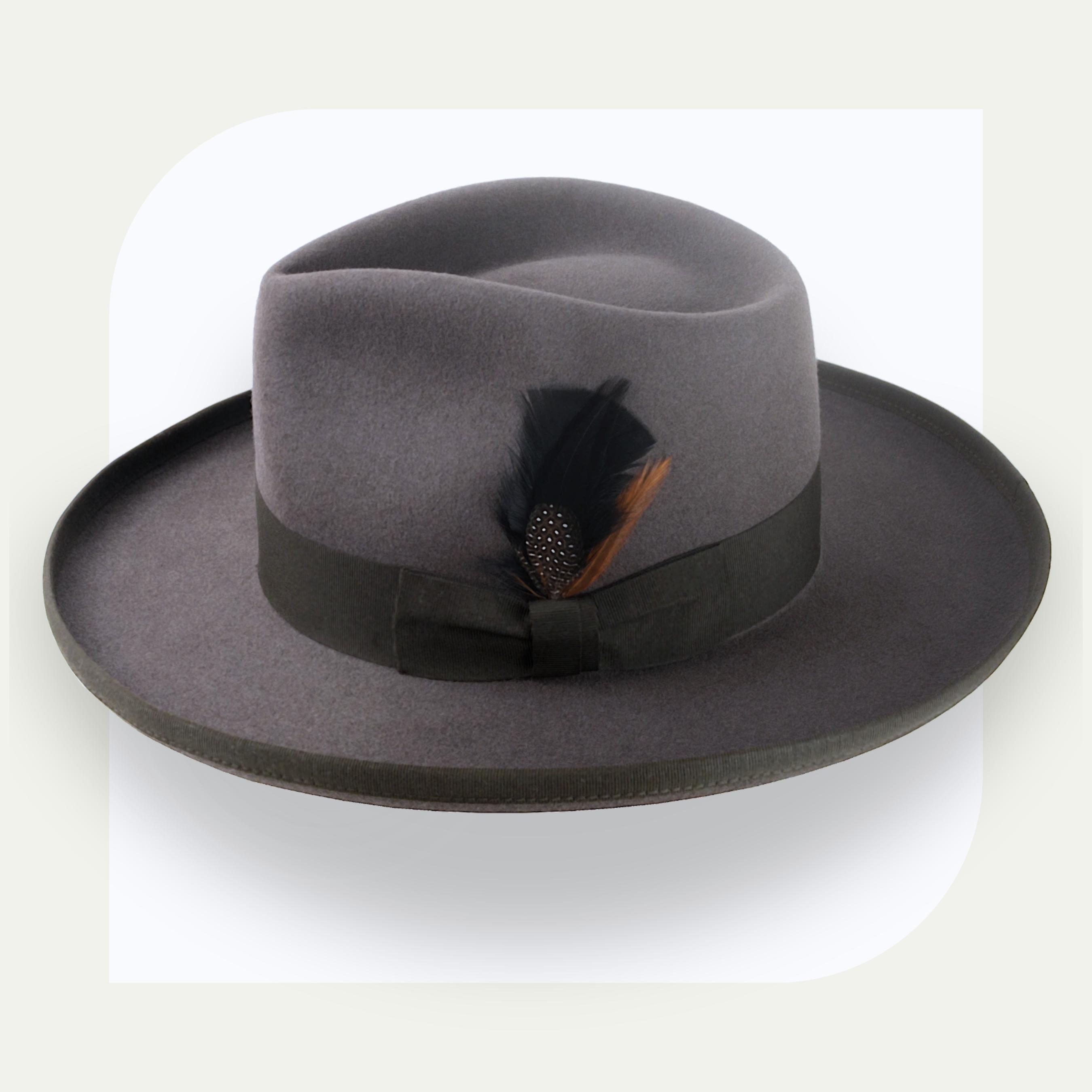Caribou Grey Fedora Hat With Wide Brim | the Rooster 