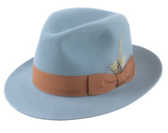 Fedora / The PHOENIX / Airforce Blue Fedora Hat For Men / Mens Fedora Hats / Mens Fur Felt Hat