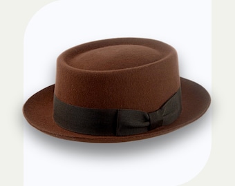 Size 6 7/8 Vintage 1950s 1960s Adam Hats Carbon Brown Porkpie