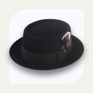 Black Porkpie Hat with Telescope Crown | The Jazzist | Custom Fit Wool