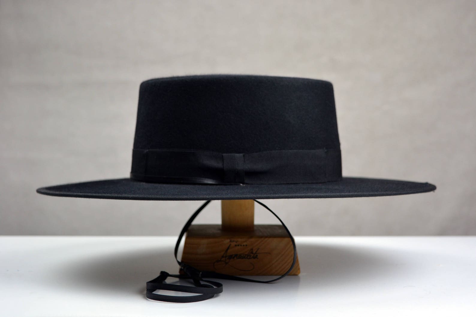 Bolero Hat the GAUCHO Black Fur Felt Flat Crown Wide Brim | Etsy
