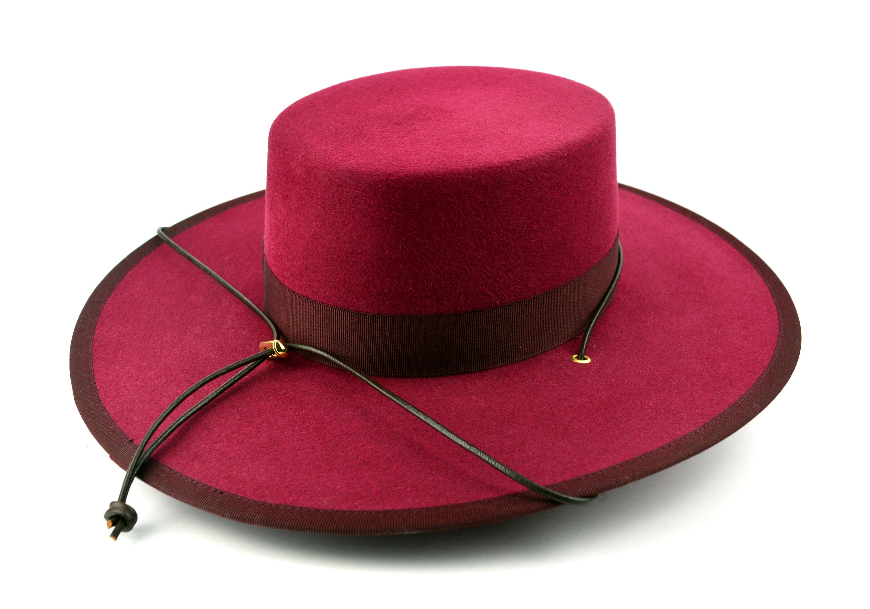 Bolero Hat The GAUCHO Wine Fur Felt Flat Crown Wide Brim Etsy