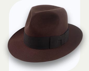 Sable Brown Indiana Jones Fedora Hat | The Pharaoh | Custom Fit Beaver Felt