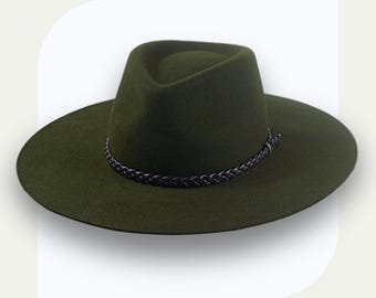 Loden Wide Brim Outback Hat | Teardrop Crown | Custom Fit Fur Felt