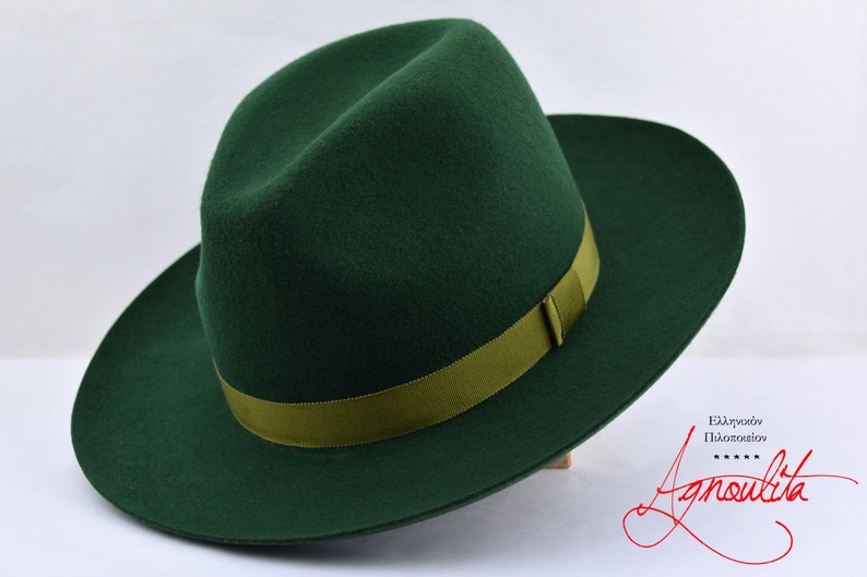 The MOSSMAN Forest Green Wide Brim Hat Men Mens Felt Hat Fedora Fedora Hat For Men