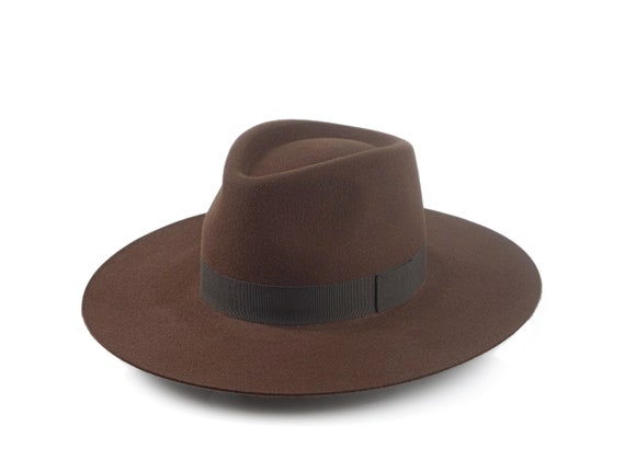 Wide Brim Fedora | The CROWN | Brown Wide Brim Hat Men Women | Fur Felt Hat For Women Men | Fedora Hat