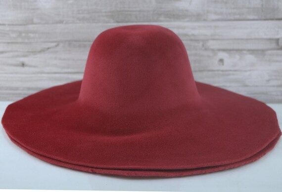 Ruby Red Velour Rabbit Fur Felt Hat 