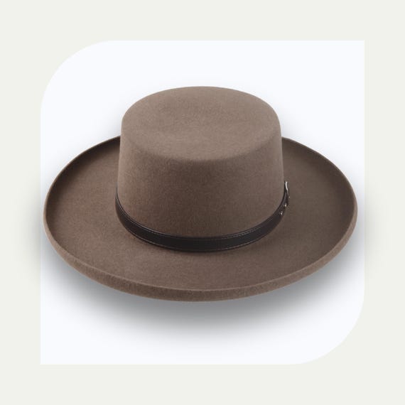 Desert Taupe Western Gambler Hat | the Ranchero | Flat Crown 