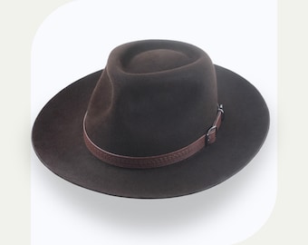 Dark Chocolate Outback Fedora Hat | The Magnet | Explorer Crown, Custom Fit Fur Felt