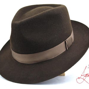 Chocolate Brown Fedora - The DANIO | Handmade Wool Felt | Classic Men&#39;s Hat