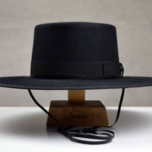 Bolero Hat the GAUCHO Black Fur Felt Flat Crown Wide Brim Hat Men Women ...