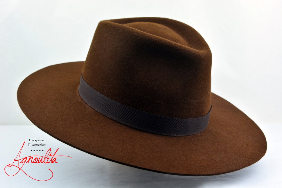 Wide Brim Fedora The CROWN Brown Wide Brim Hat Men Women Etsy
