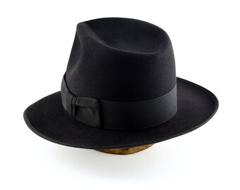 CASTOR Black Beaver Felt Fedora Hat 