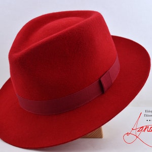 Fire Red Fedora Felt Hat for Women - The INFERNO | Bold Statement Piece | Handcrafted