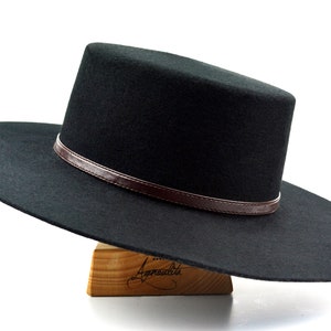 Bolero Hat the GALLOPER Black Wool Felt Flat Crown Wide Brim Hat Men ...