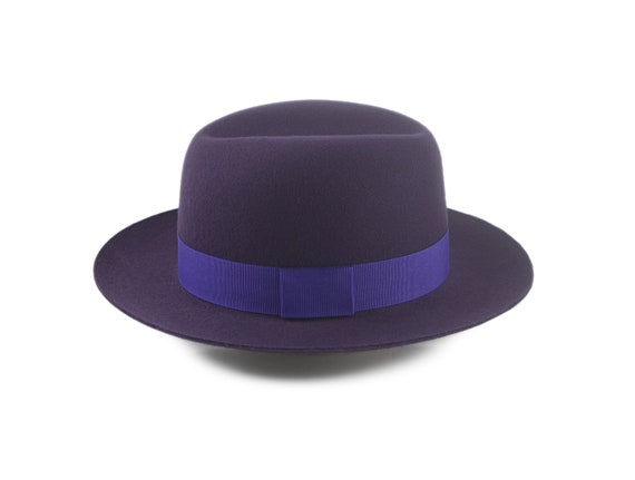 Fedora the CREST Violet Purple Wide Brim Hat Men Fedora Hat for Men Mens  Felt Hat 