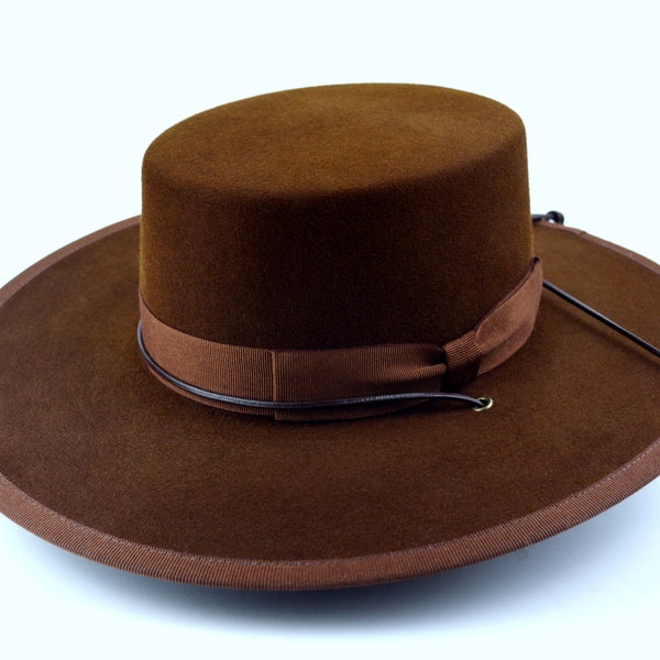 Bolero Hat | The GAUCHO | Brown Fur Felt Flat Crown Wide Brim Hat Men Women | Western hats