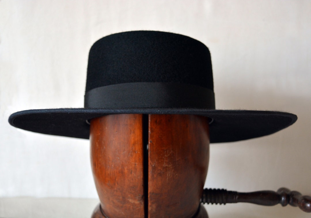 Bolero Hat the BOLERO Black Wool Felt Flat Crown Wide Brim Hat Men