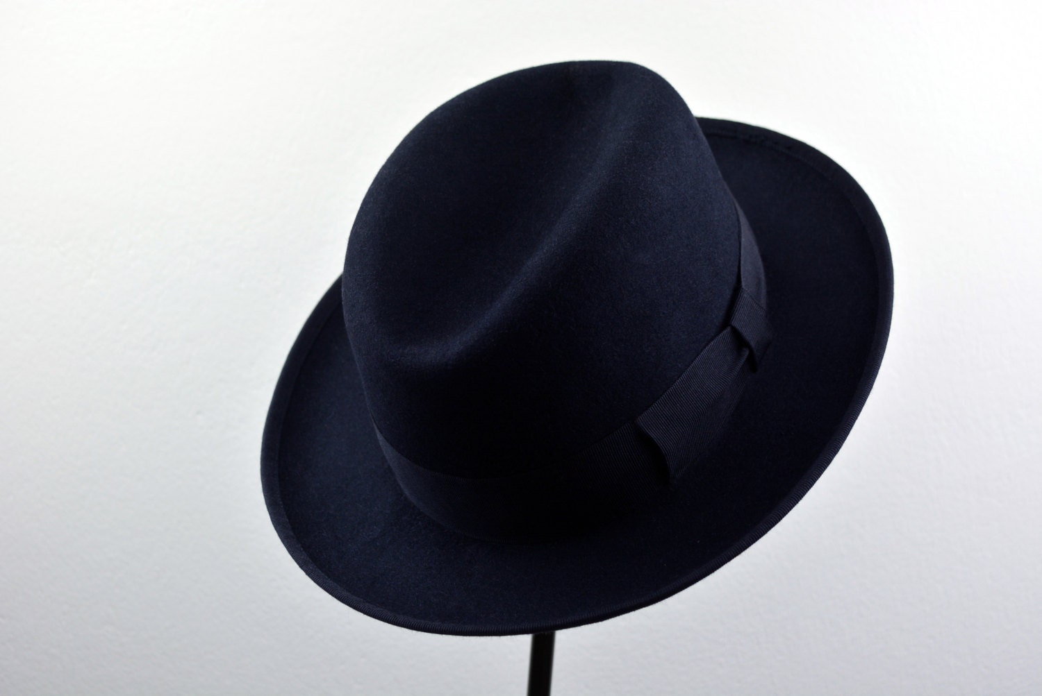 Homburg Hat the NELSON Navy Blue Fedora 