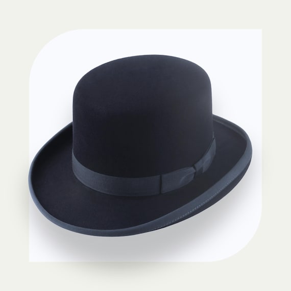 Dark Navy Bowler Hat | the Oddjob | Flat Crown Rabbit Felt Custom