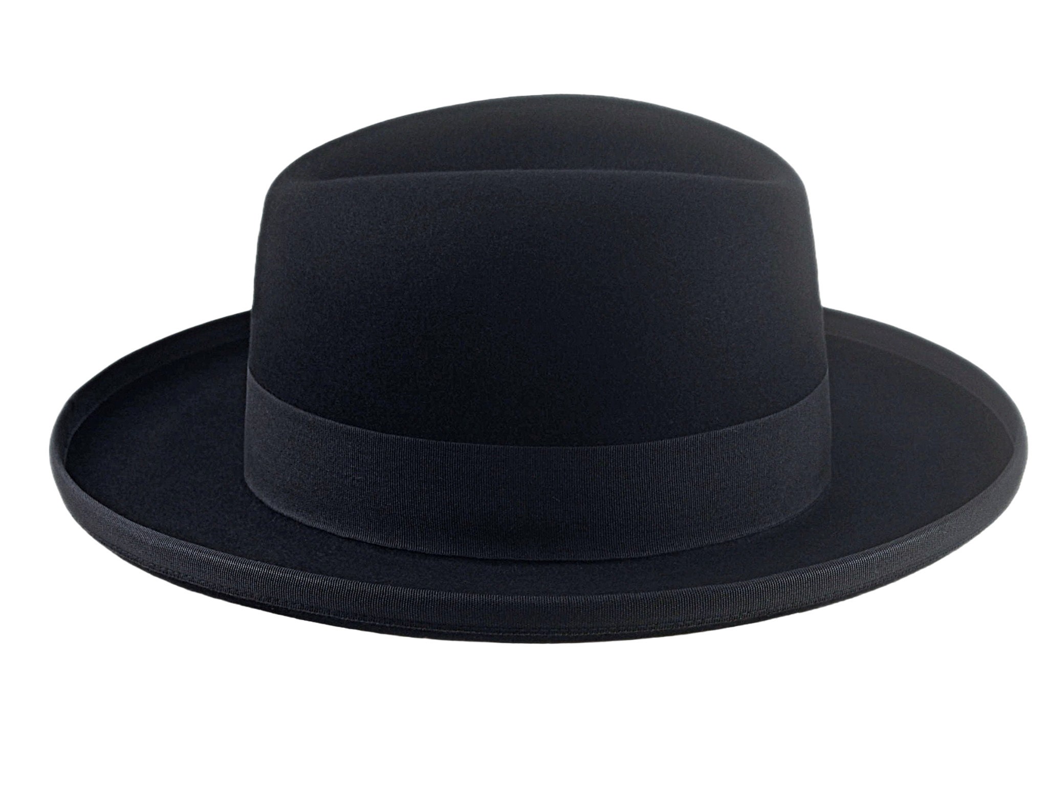 The Bostonian: Wide Brim Homburg Hat for Men in Black Fur The Bostonian: Wide Brim Homburg Hat for Men in Black Fur