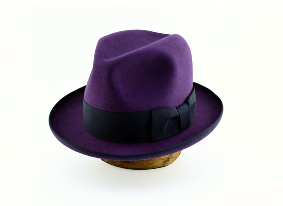 GRANDMASTER Plum Beaver Felt Fedora Hat 