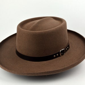 Gambler Hat | The RIVERSIDE | Taupe Fur Felt Wide Brim Hat Men Women |  Fur Felt Western Hats