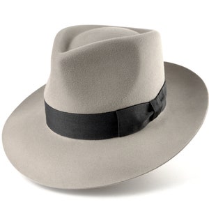 Castor Beige Wide Brim Fedora - The SOVEREIGN | Handmade Fur Felt | Men&#39;s Classic Style