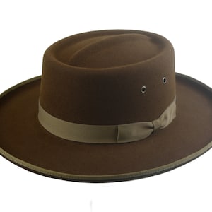 Brown Gambler Hat - The ESTRADA | Wide Brim Western Fur Felt | Unisex Cowboy Style