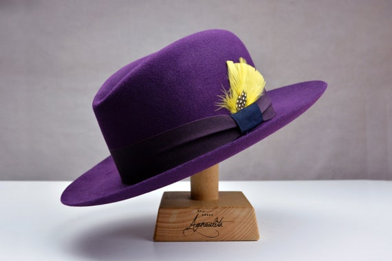 TOBIN Violet Purple Wide Brim Hat Men 