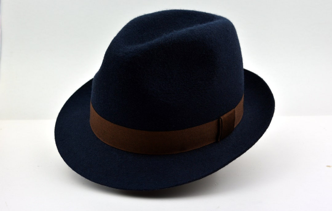 Fedora the VITTORIO Navy Blue Trilby Hat Men Fedora Hat for Men Mens