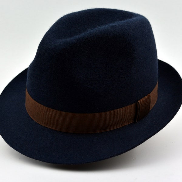 Fedora | The VITTORIO | Navy Blue Trilby Hat Men | Fedora Hat For Men | Mens Felt Hat