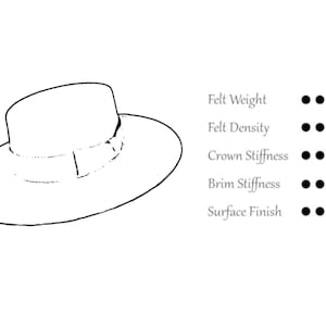 Bolero Hat The BOLERO Black Wool Felt Flat Crown Wide Brim Hat Men Women Western Hats image 5