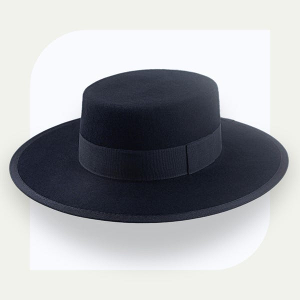 Black Flat Crown Cowboy Hat | The Bolero | Custom Fit Wool Felt