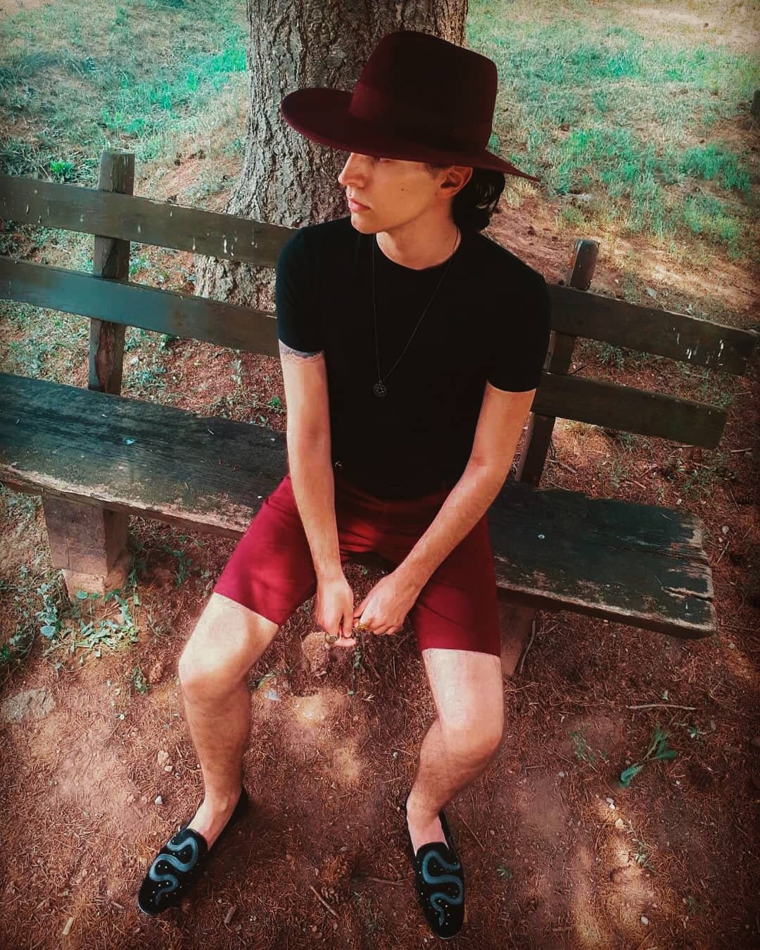 TAYLOR Burgundy Wide Brim Hat Men 