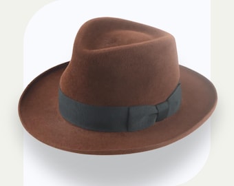 Brown Teardrop Fedora Hat | The Chronicle | Velour Fur Felt Custom Fit