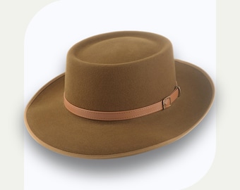 A. Adams & Spire Fur Felt Western Hat Tan Wide Brim Felt  display picture 2