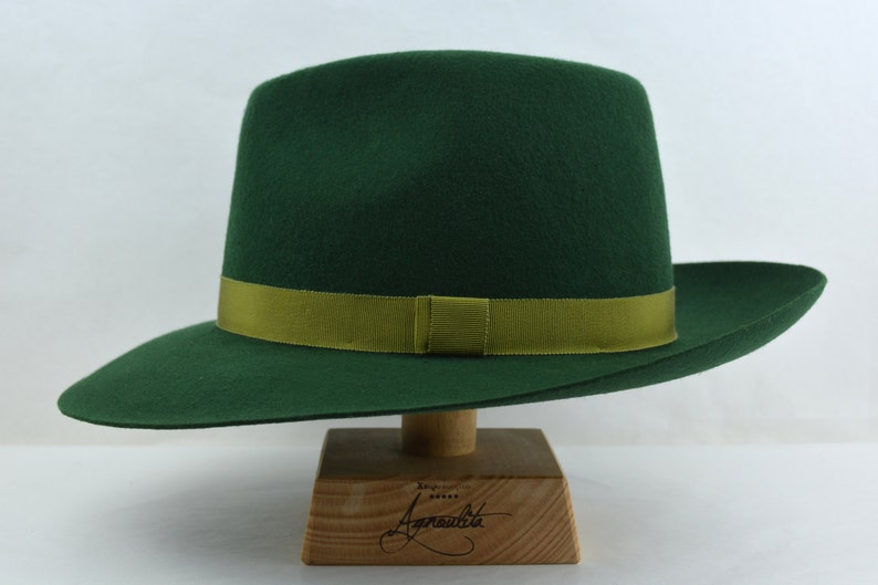 The MOSSMAN Forest Green Wide Brim Hat Men Mens Felt Hat Fedora Fedora Hat For Men