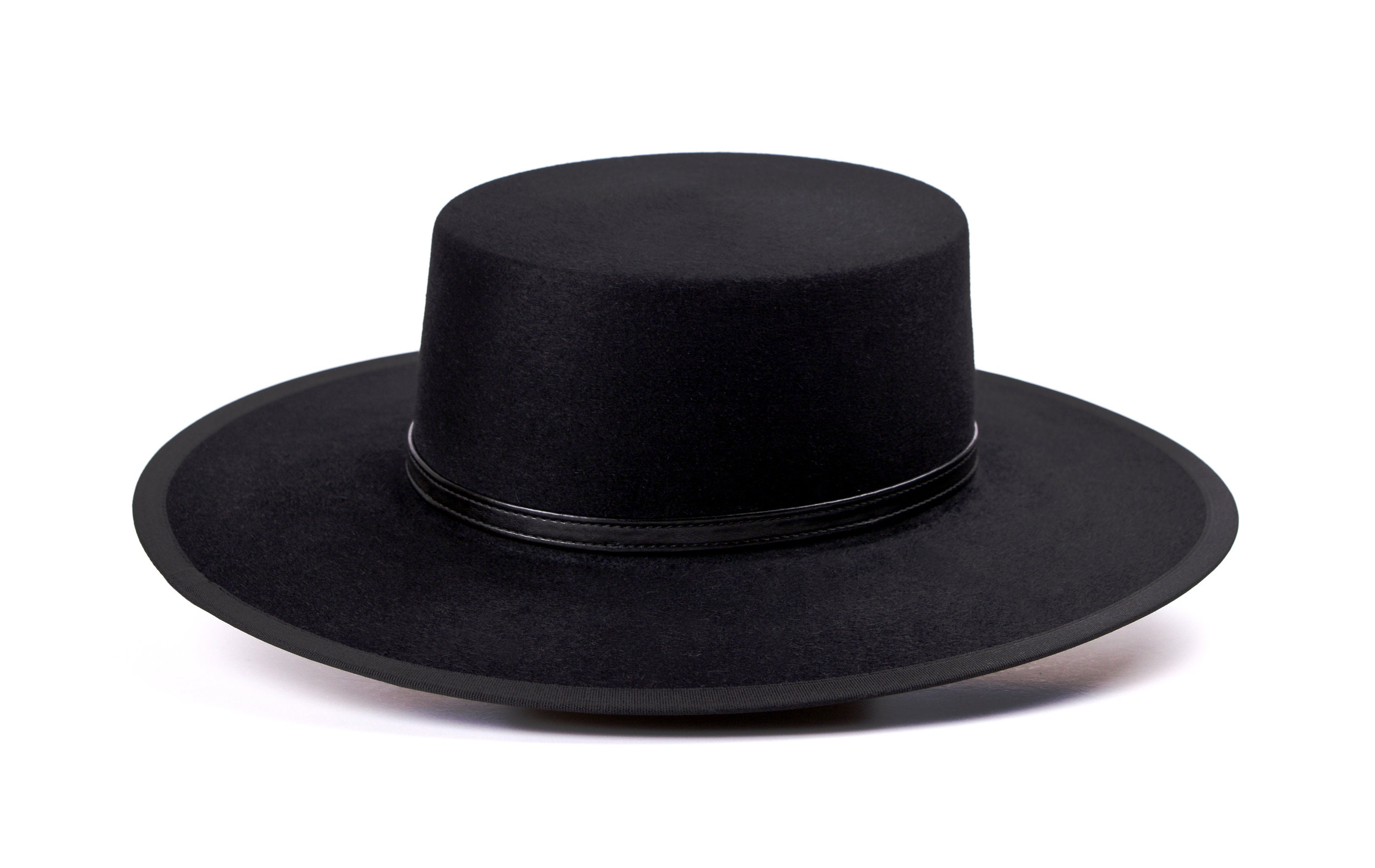 Bolero Hat | The Tycoon | Black Fur Felt Flat Crown Wide Brim Hat Men Women | Western Hats