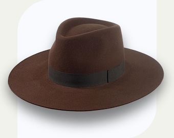 Umber Brown Wide Brim Rancher Fedora | The Caravan | Custom Fit Rabbit Felt