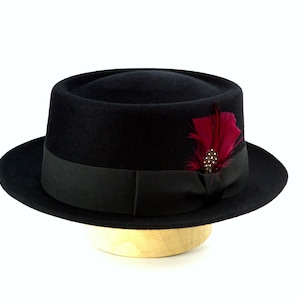 Pork Pie | The SOLOIST | Black Pork Pie Fedora Hat for Men | Mens Fur Felt Hat